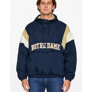 Vintage Notre Dame Majestic Anorak coat  80's 90's Unique front pocket SZ XL